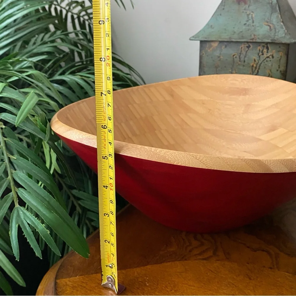Island Bamboo Salad Serving Bowl with Utensils